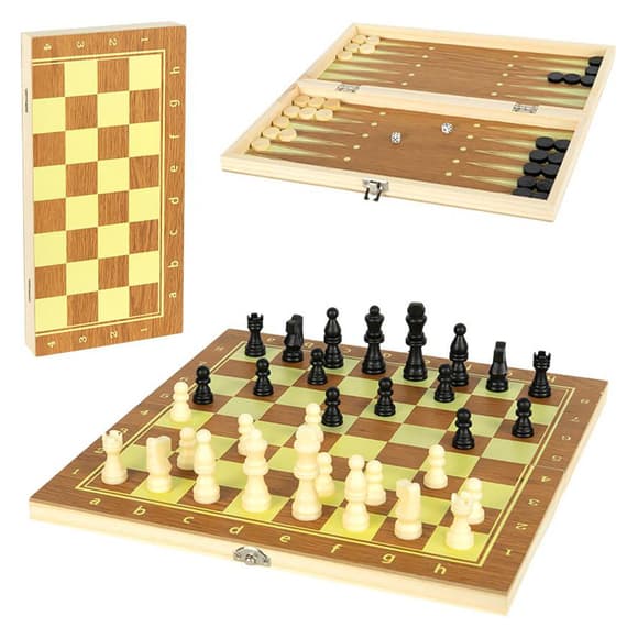 Настольная игра "Шахматы, шашки и нарды 3 в 1" 624А с доской 40х40 см