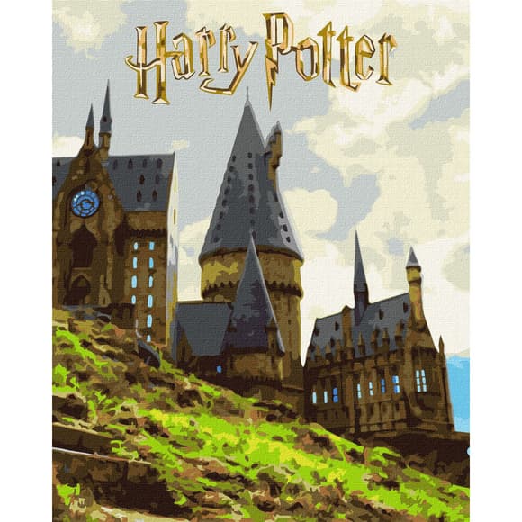 Картина за номерами "Harry Potter: Пейзаж Гоґвортсу" KHO5232 з фарбами металік 40x50 см