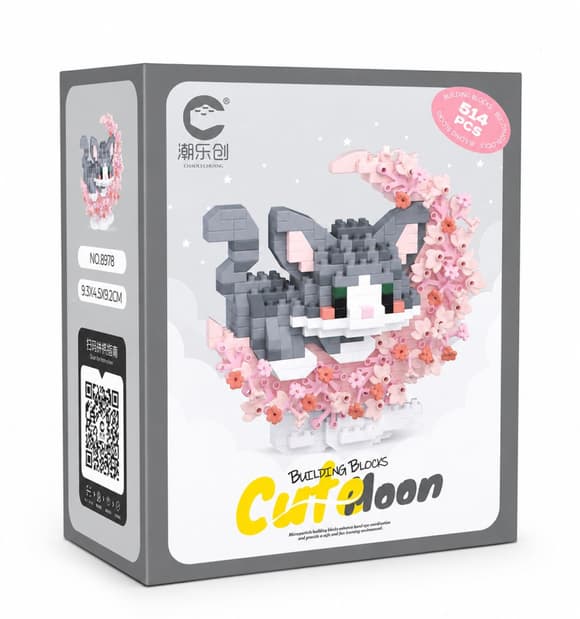 Дитячий конструктор Сірий кіт 8978 серії "Cute Moon", 514 деталей