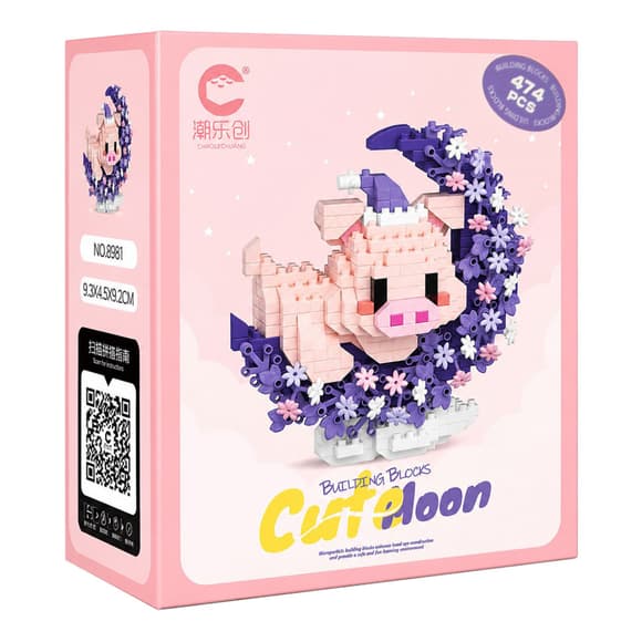 Детский конструктор Розовая свинка 8981 серии "Cute Moon", 474 детали