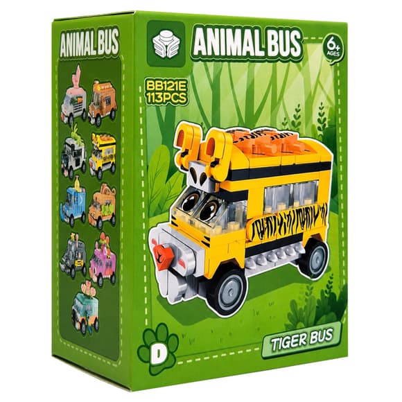 Дитячий конструктор Tiger Bus BB121E-D серії "Animal Bus", 113 деталей