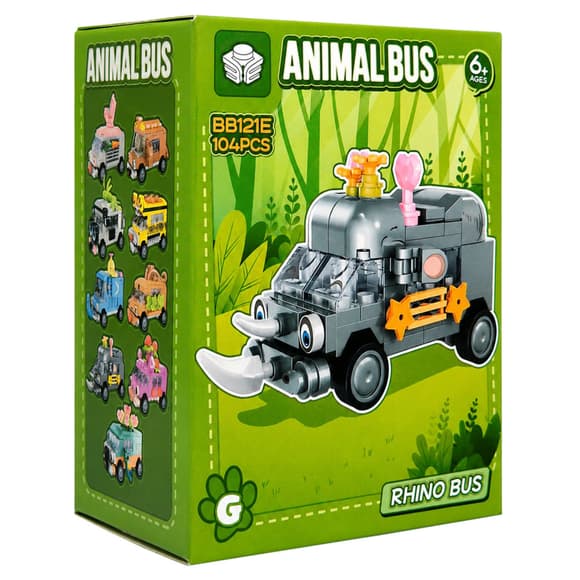 Дитячий конструктор Rhino Bus BB121E-G серії "Animal Bus", 104 деталі