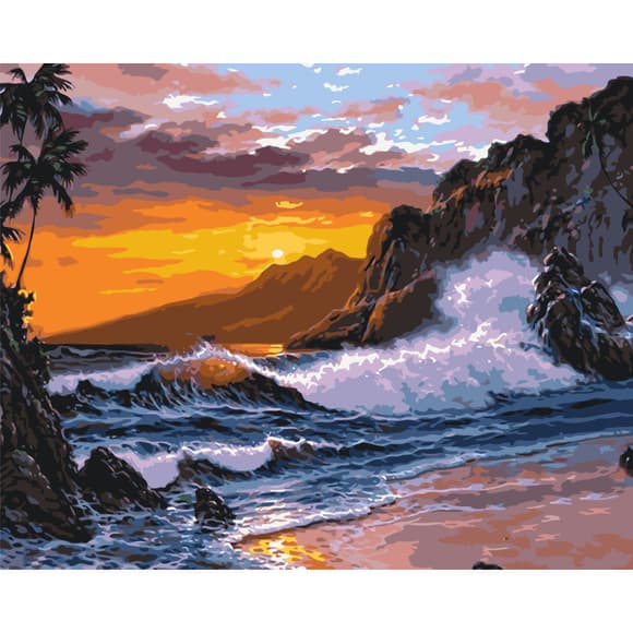 Картина за номерами "Море на заході сонця" LW365, 40х50 см