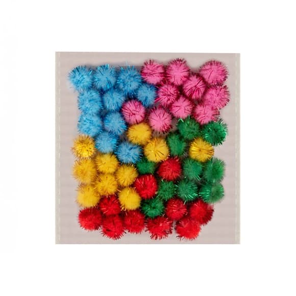 Декоративні помпони з люрексом для творчості Pom-poms-15, d-15 см, 20 шт