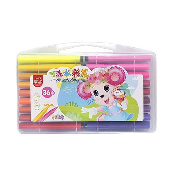 УЦІНКА! Набір фломастерів "Water color pen" 36 кольорів Bambi 204-36(Pink)-UC у пластиковому боксі