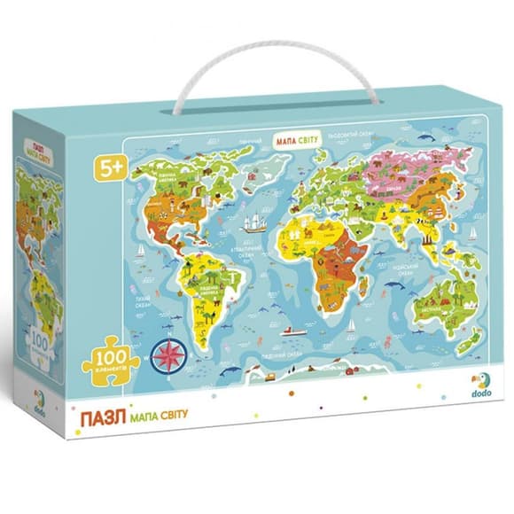 УЦІНКА! Дитячий пазл "Карта Світу" DoDo Toys 300110/100110-UC 100 елементів