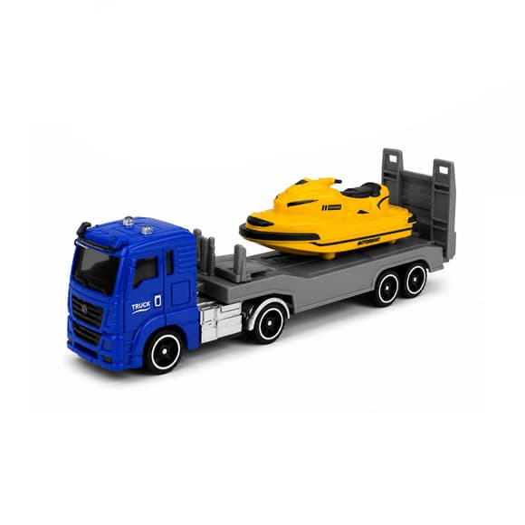 Детская автомодель "Грузовик с моторной лодкой" TechnoDrive 250424CG-1, масштаб 1:64