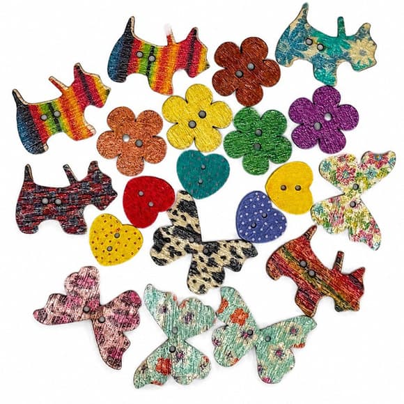 Набор деревянных пуговиц для рукоделия "Микс 2" Ґ-20Dogs, 20 шт