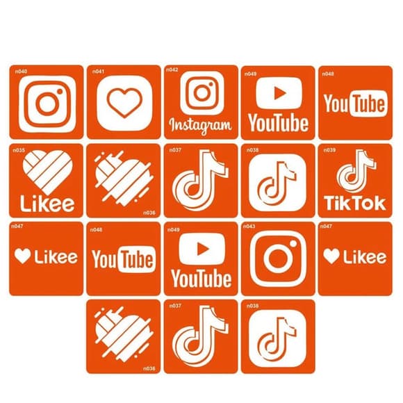 Набор трафаретов для био-тату "Социальные сети" Fresh Tattoo social-5х5-18