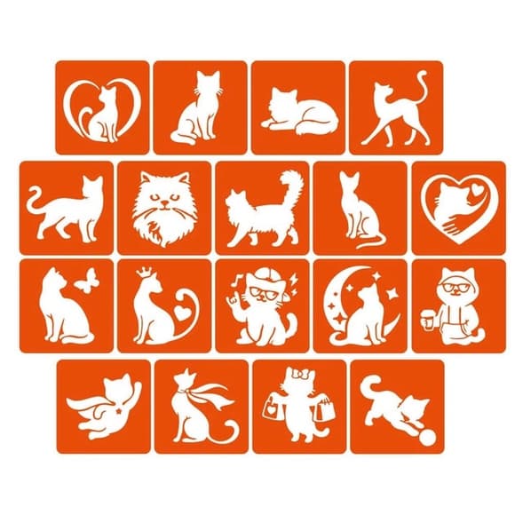 Набор трафаретов для био-тату "Котики" Fresh Tattoo cats-5x5-18