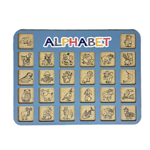 УЦЕНКА!!! Деревянный алфавит-вкладыш английский "ALPHABET" Vladico 3240-03-002-UC синий 29х39 см
