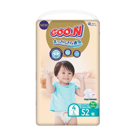 Підгузки Goo.N Premium Soft для дітей (розмір 4(L), 9-14 kg, 52 шт)