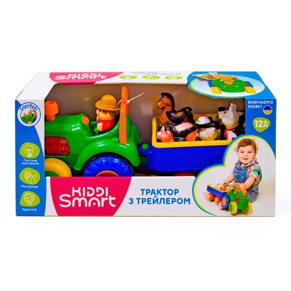 Игровой набор Kiddi Smart - Трактор с трейлером (украинский)