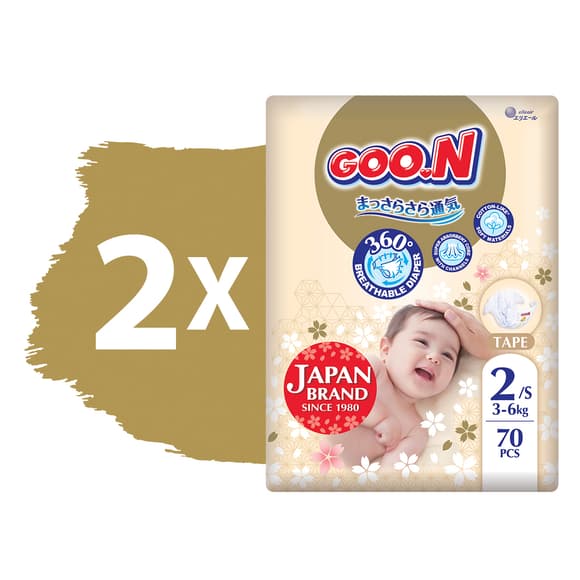 Подгузники GOO.N Premium Soft для детей (размер 2(S), 3-6 kg, 140 шт.)
