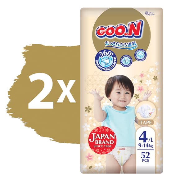 Подгузники GOO.N Premium Soft для детей (размер 4(L), 9-14 kg, 104 шт.)
