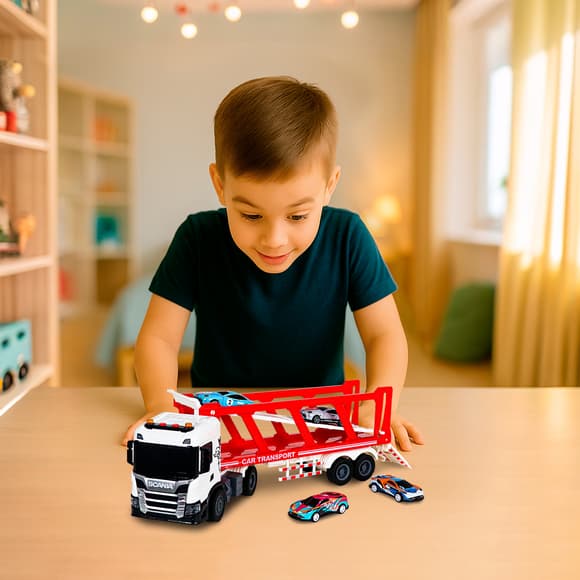 Игровой набор серии Large Truck – Автоперевозчик Scania (4 машины, свет, звук)