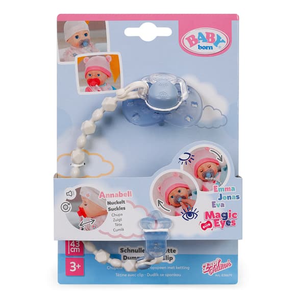 Пустышка для куклы Baby Born на клипсе (голубая)