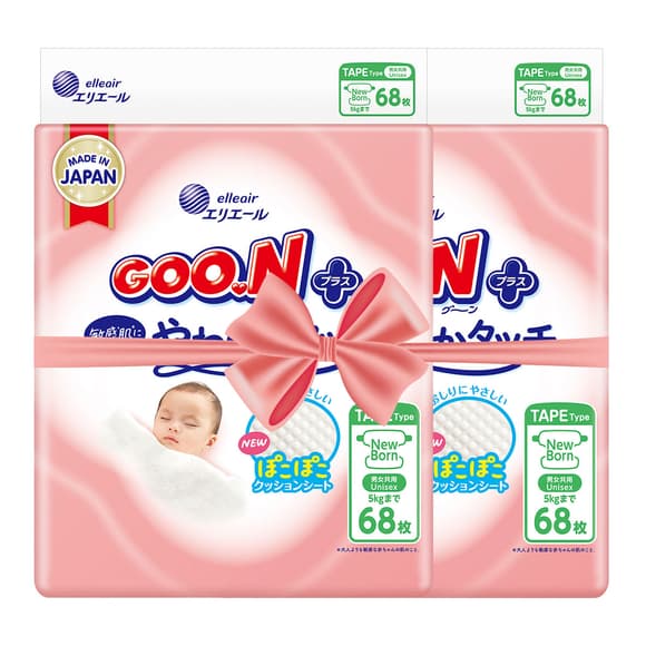 Підгузки Goo.N Plus для новонароджених (розмір 1(NB), до 5 кг, 136 шт)