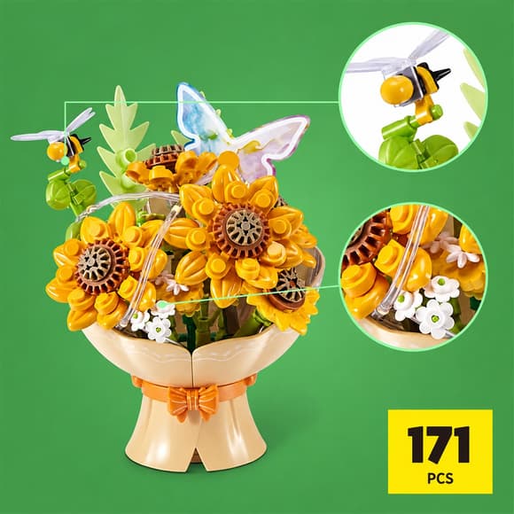 Конструктор в капсулі Max серії Bouquets S1 – Букет соняшників (світло)