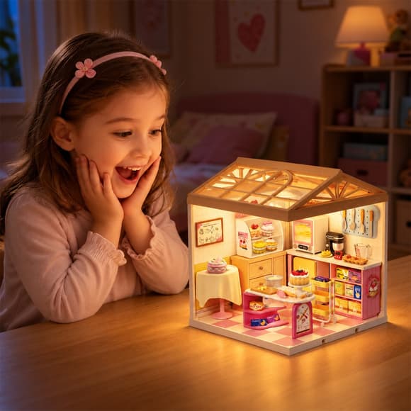Конструктор-румбокс Mini House серії Інтер'єр – Кондитерська (світло)