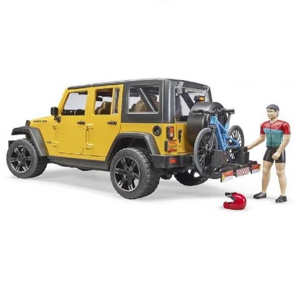 Автомодель Bruder Джип Jeep Rubicon с фигуркой велосипедиста на спортивном байке 1:16 (02543)