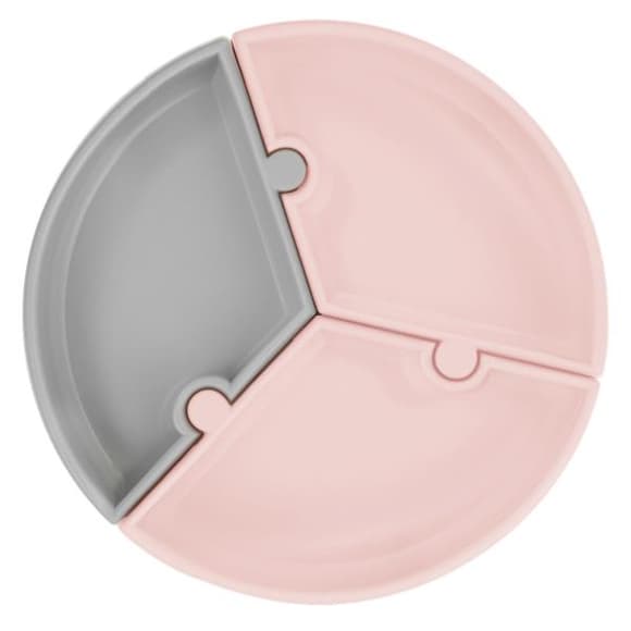 Секційна тарілка Minikoioi Puzzle на присоску силіконова рожевий, сірий (101050058)