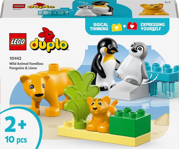 Конструктор LEGO DUPLO Сімейства диких тварин: пінгвіни та леви 10 деталей (10442)