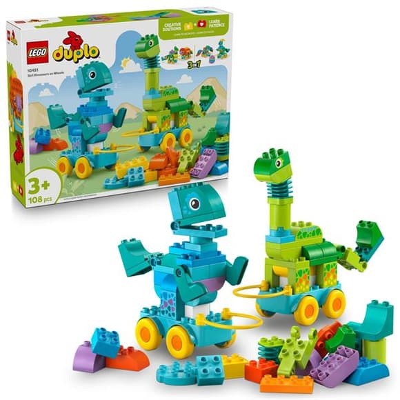 Конструктор LEGO DUPLO Town Динозаври на колесах 3 в 1, 108 деталей (10451)