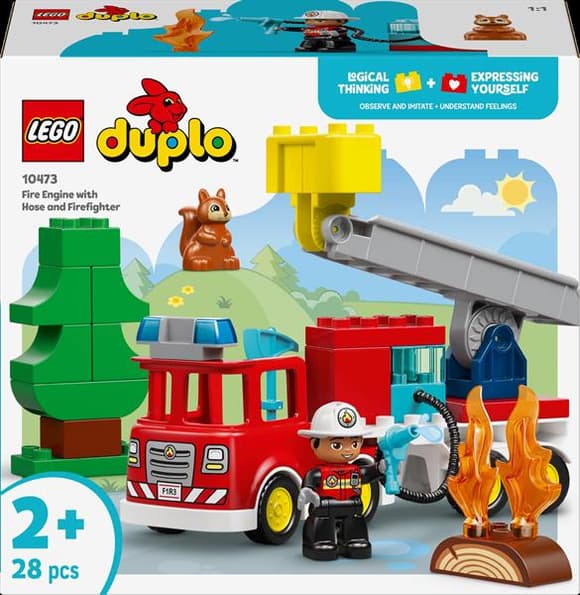 Конструктор LEGO DUPLO Town Пожежна машина зі шлангом і пожежником 28 Деталей (10473)