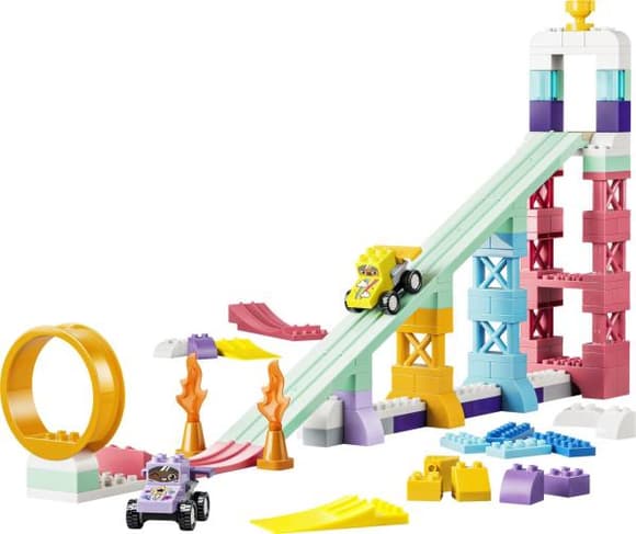 Конструктор LEGO® DUPLO® Місто 3 в 1 Цікаві гірки та трампліни з автомобілями, 111 деталей (10478)