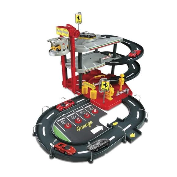 Автотрек Bburago Ferrari с гаражом 3 уровня 2 машинки 1:43 (18-31204)