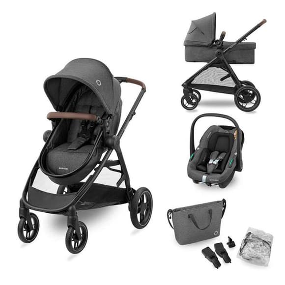 Універсальна коляска 3 в 1 Maxi-Cosi Zelia S Trio з автокріслом CabrioFix S i-Size та сумкою темно-сірий (1996551110)