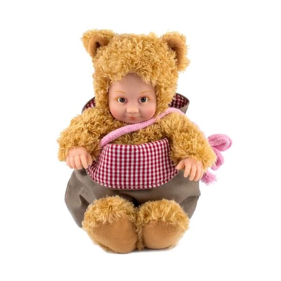 Лялька-пупс Anne Geddes Маленьке ведмежатко з сумкою та стікерами 23 см (21071AG)