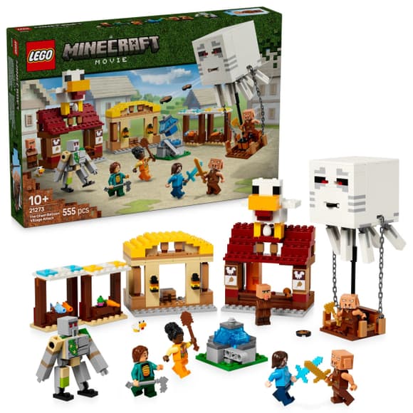 Конструктор LEGO Minecraft Напад на село з повітряною кулею Ґаст 555 деталей (21273)