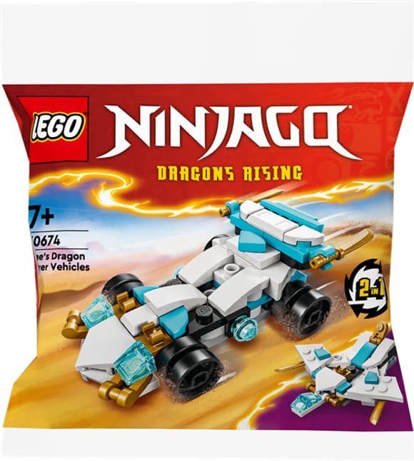 Конструктор LEGO NINJAGO Суперсильні транспортні засоби дракона Зейна 2 в 1, 55 деталей (30674)
