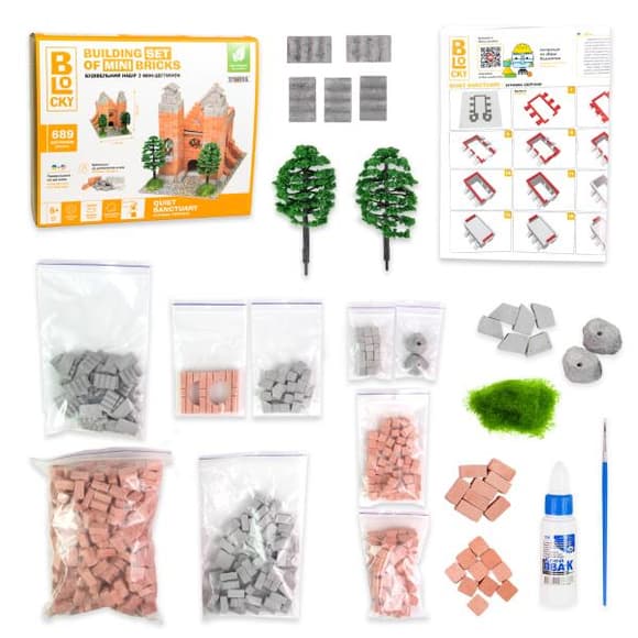 3D пазл Strateg Blocky из мини-кирпичиков Храм (31010)