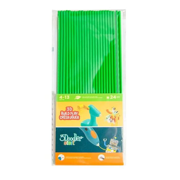 Набір стрижнів для 3D-ручки 3Doodler Start зелений 24 шт. (3DS-ECO07-GREEN-24)