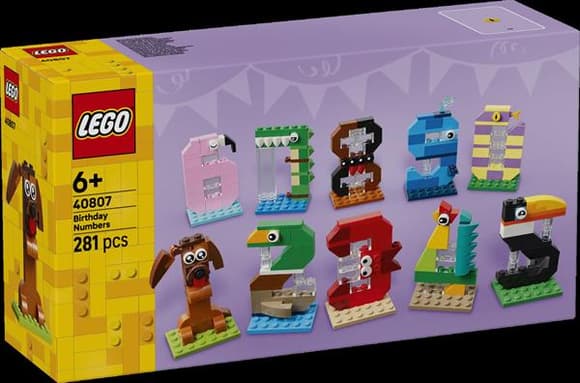 Конструктор LEGO® Цифры на день рождения Животный декор, 281 деталь (40807)