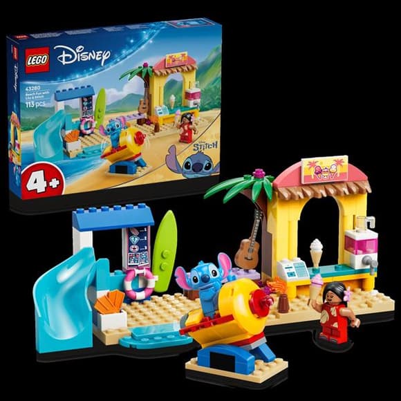 Конструктор LEGO® Disney Веселощі на пляжі з Ліло і Стічем, 113 деталей (43280)