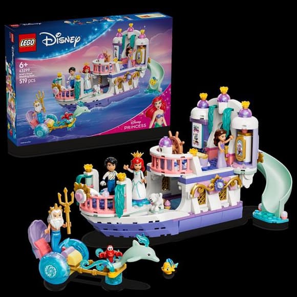 Конструктор LEGO® Disney Принцеса Королівський весільний човен Аріель, 519 деталей (43299)