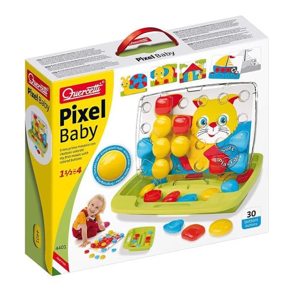 Детская мозаика Quercetti Pixel Baby 30 фишек и доска-кейс (4401-Q)