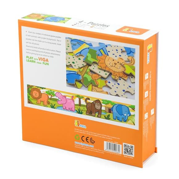 Деревянный пазл Viga Toys Джунгли 4 в 1, 48 эл. (50068)