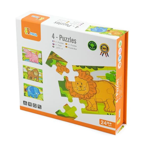 Деревянный пазл Viga Toys Джунгли 4 в 1, 48 эл. (50068)