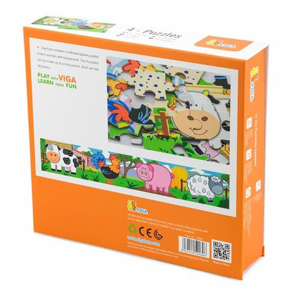 Деревянный пазл Viga Toys Ферма 4 в 1, 48 эл. (50069)
