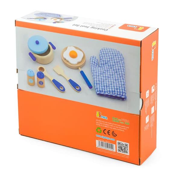 Детский кухонный набор Viga Toys Игрушечная посуда из дерева голубой (50115)