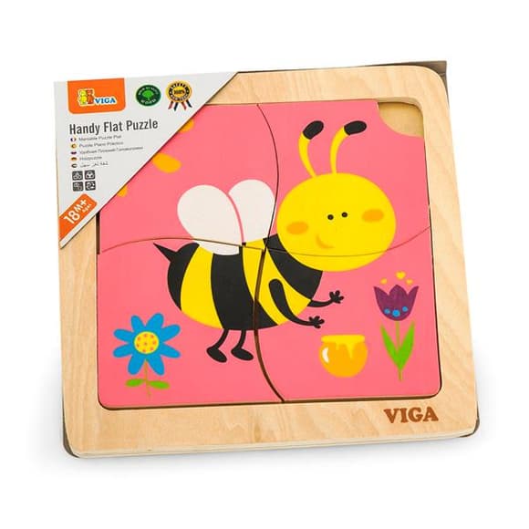 Дерев'яний мініпазл Viga Toys Бджілка, 4 ел. (50138)
