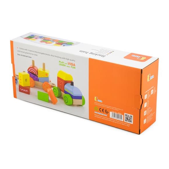 Деревянный поезд Viga Toys Яркие кубики (50534)