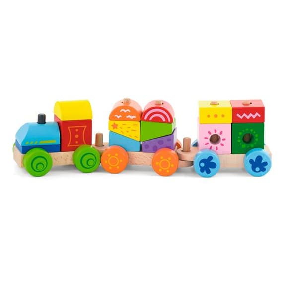 Деревянный поезд Viga Toys Яркие кубики (50534)