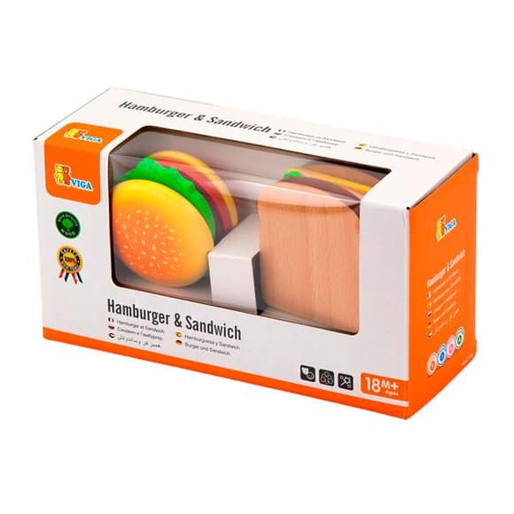 Игрушечные продукты Viga Toys Деревянные гамбургер и сэндвич (50810)
