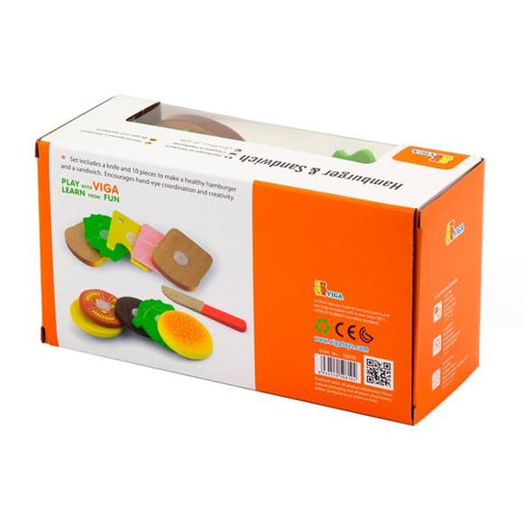 Игрушечные продукты Viga Toys Деревянные гамбургер и сэндвич (50810)
